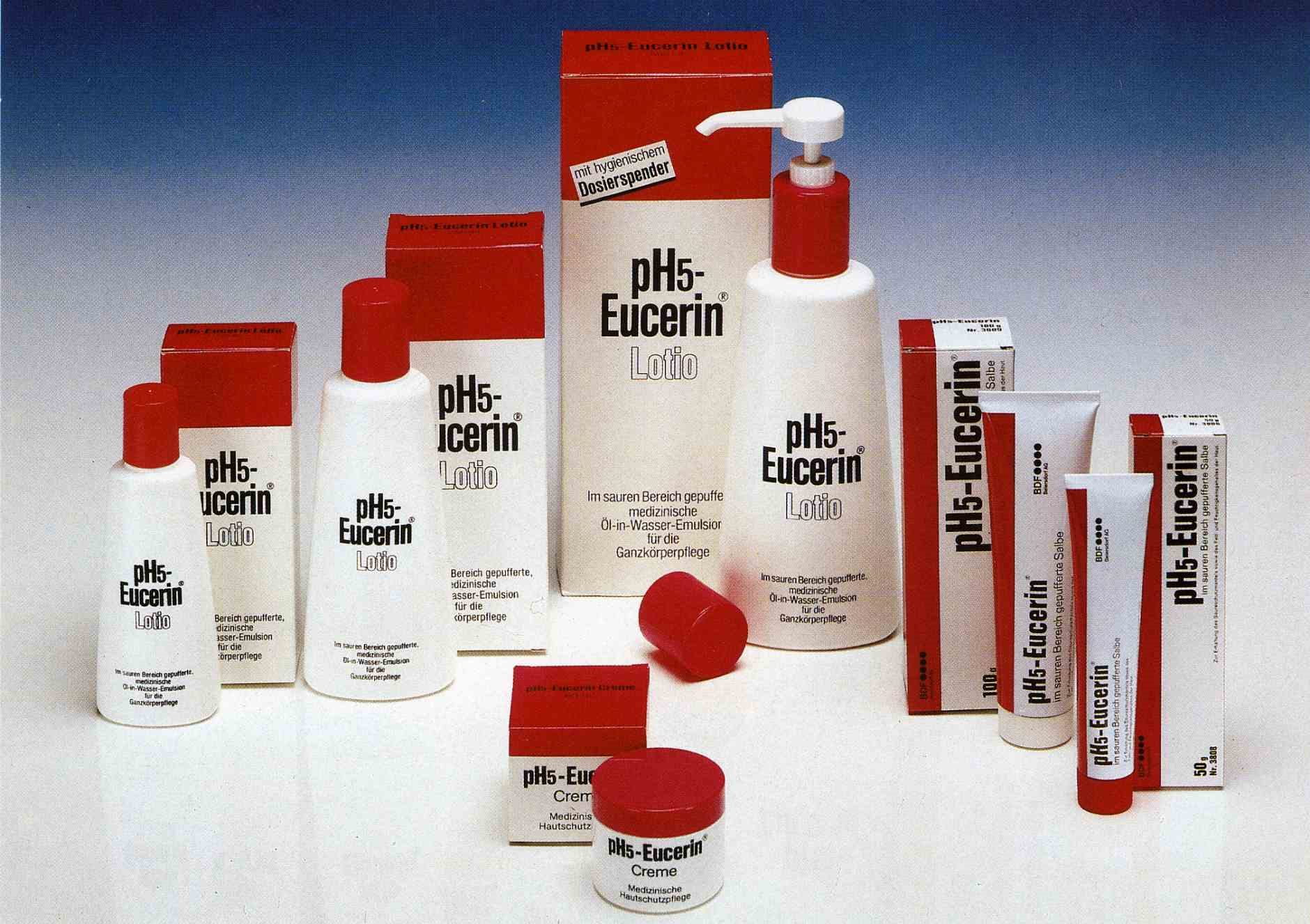 Palette de produits Eucerin au début des années 1980
